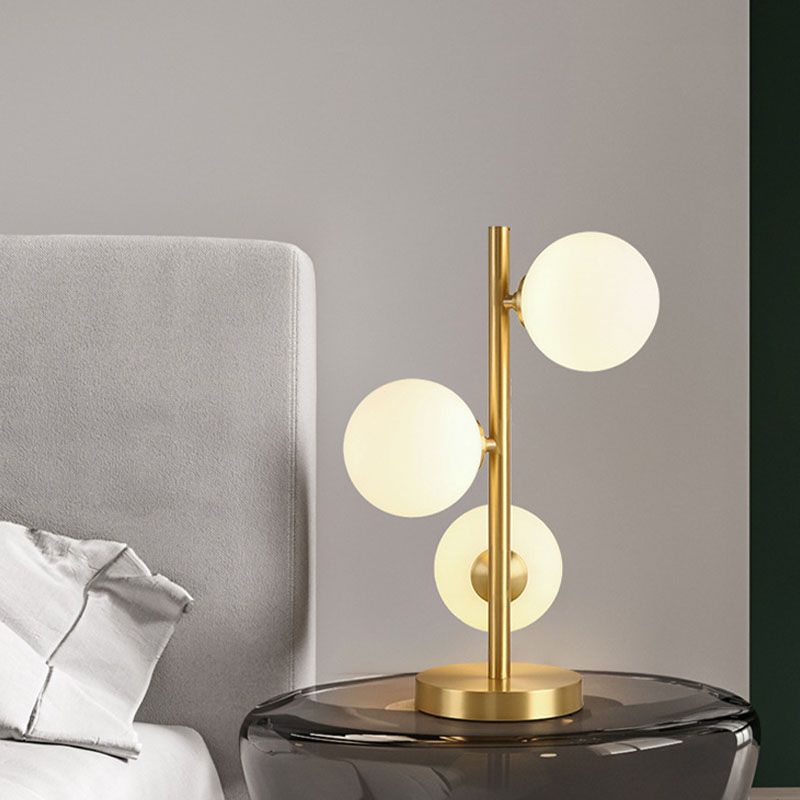 Postmodern Full Brass Glass Ball Desk Lamp for Bedroom Living Room Table Lamps