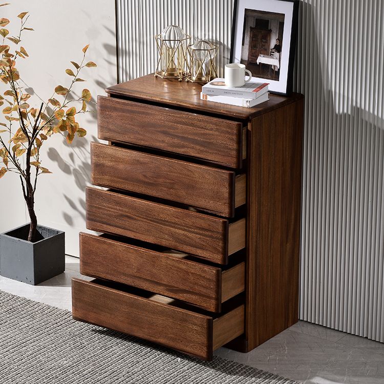 Mid-Century Modern Accent Chest with 5 Drawers Rectangle Chest