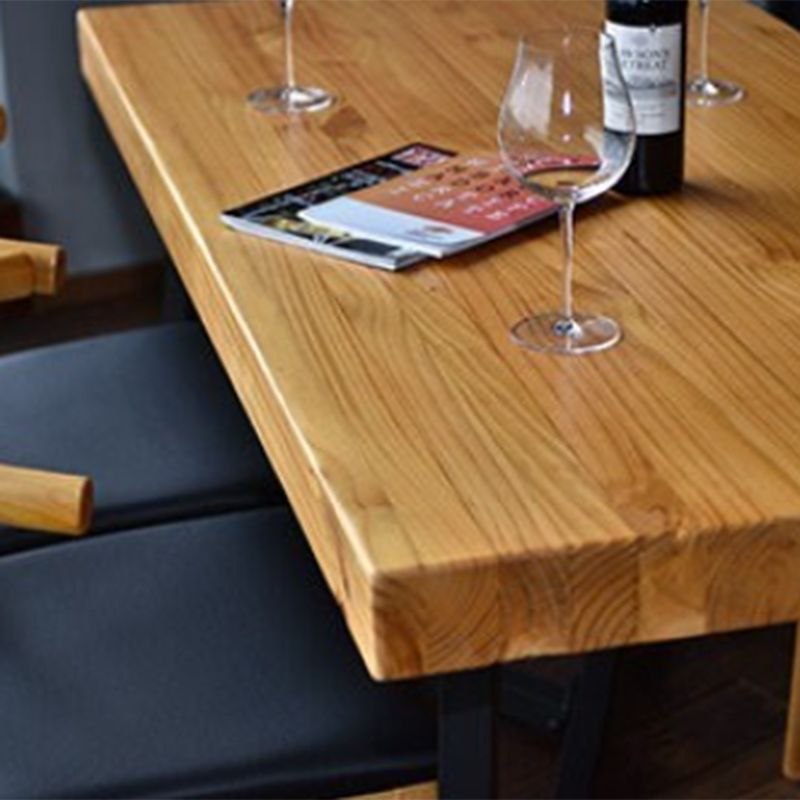 Natural Finish Solid Wood Dining Set 1/2/5 Pcs Industrial Dinette Table Set for Home