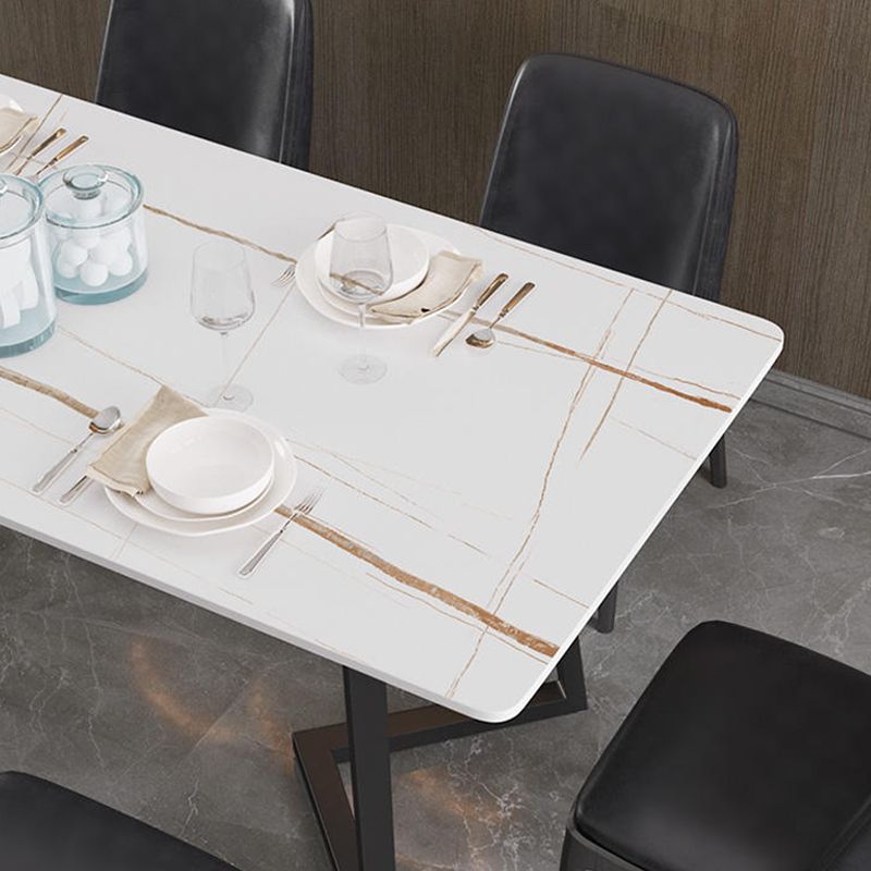 Designer 1/4/5/7 Pieces Dining Set Rectangular Double Pedestal Dinette Set with Stone Top