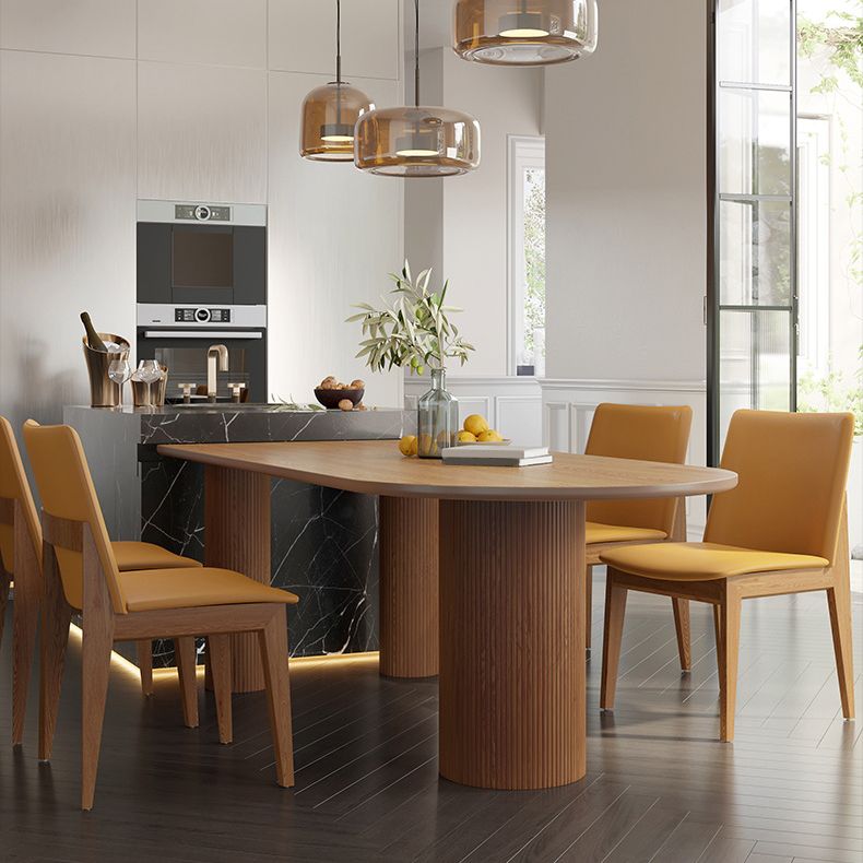 Modern Pine Wood Dining Table 3 Wooden Legs Table for Dining Room