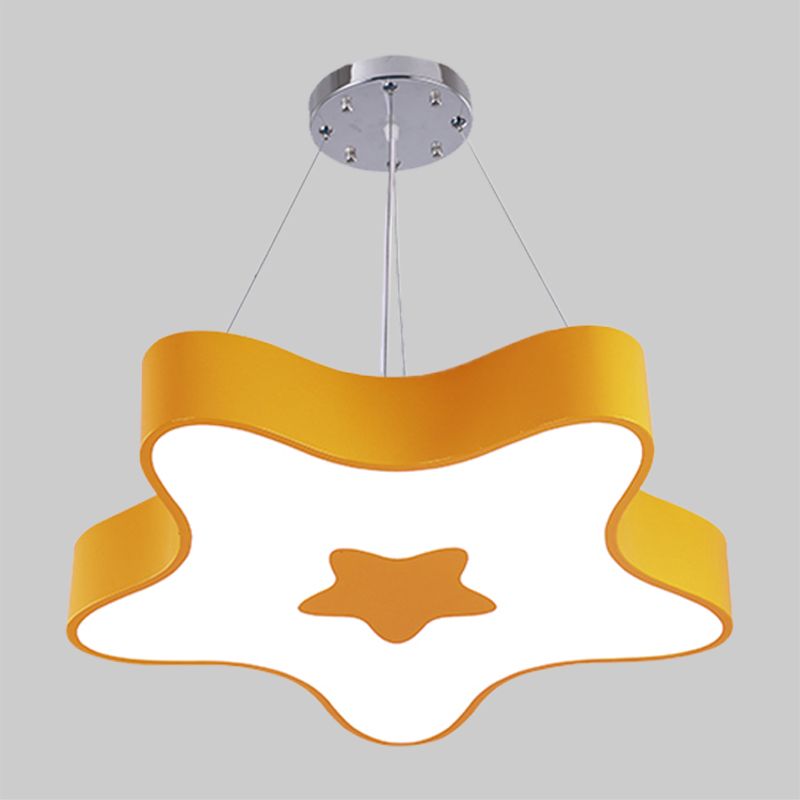 Starfish Down Lighting Pendant Nordic Acrylic LED Indoor Chandelier Lamp Fixture in Red/Blue/Yellow