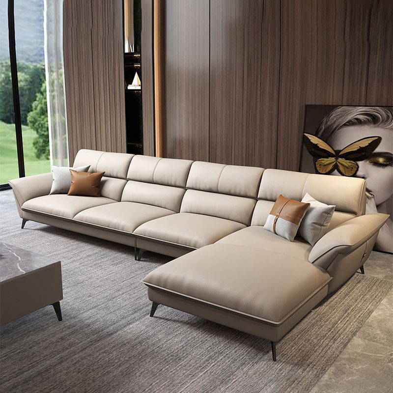 Modern Cushions Flared Arm Living Room Faux Leather Stationary Seating