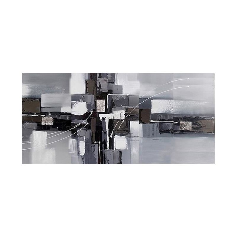 Black-Grey Color Block Art Print Abstract Oil Painting Modern Textured Wall Decor