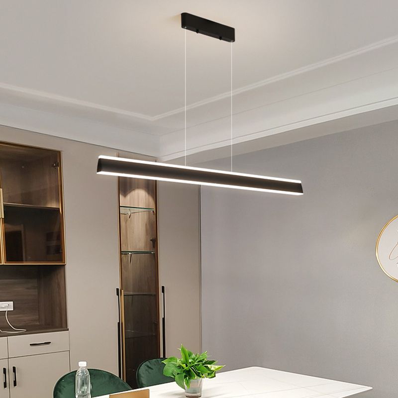 Minimalism Linear LED Hanging Pendant Lights in Black for Dining Room