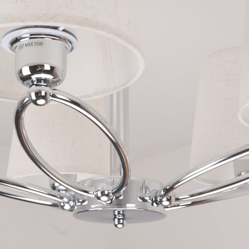 Chrome Barrel Chandelier Lamp Modernisme 5 Lights Transporteur Tissant Pendante Kit pour chambre à coucher