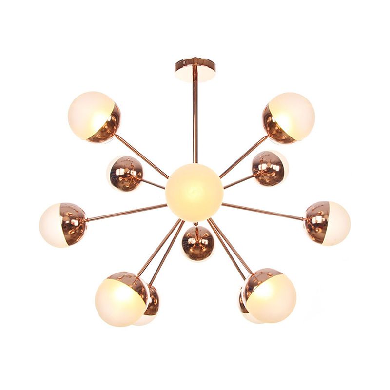 Semi-encastré Globe pour salle à manger, verre blanc/transparent/gris fumée, 9/12/15 lumières, luminaire semi-encastré contemporain en cuivre/chrome/or
