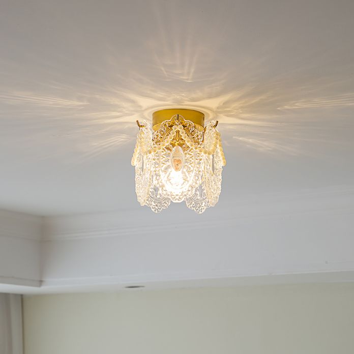 Nordic Cylinder Semi Flush Ceiling Light Glass Aisle Ceiling Flush Mount