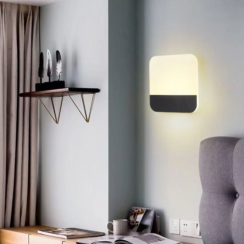 1 Light Geometric Flush Mount Wall Sconce Contemporary Metal Wall Light Sconces