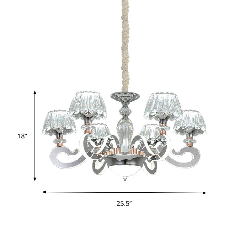 6/8 teste conico lampadario a sospensione modernista modernista chiara cristallo lampada sospensione del soffitto a led