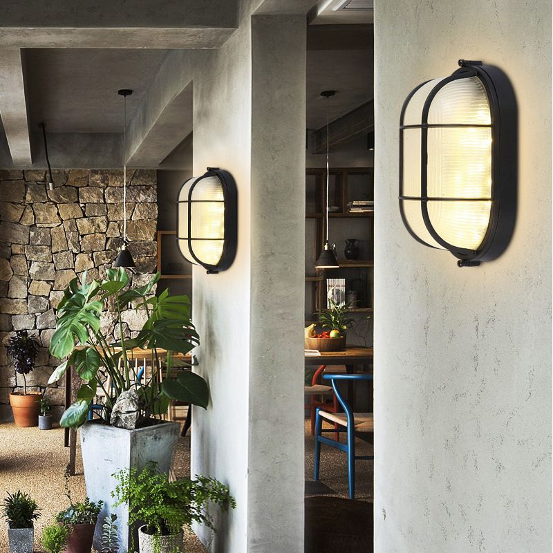 Retro Geometric Flush Mount Lamp Metallic LED Ceiling Light for Outdoor