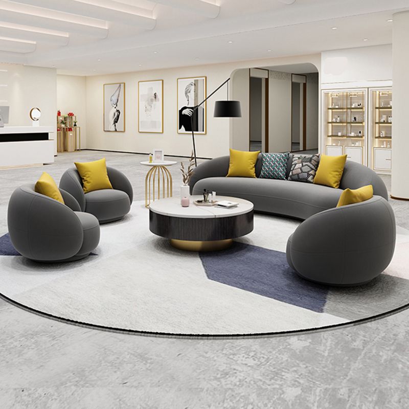 Scandinavian 24.8" H Solid Color Velvet Slope Arm Sofa For Living Room