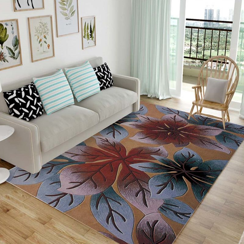 Nordic Living Room Rug Multicolor Patterned Carpet Polyester Stain Resistant Washable Anti-Slip Rug