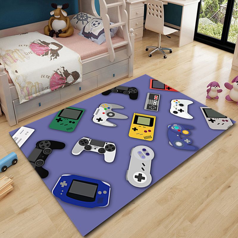 Funky Gamepad Print Carpet Polyester Indoor Rug Non-Slip Backing Rug for Living Room