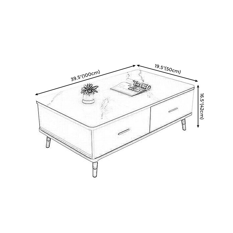 Modern Style Rectangular Design Toughened Glass Top Coffee Table