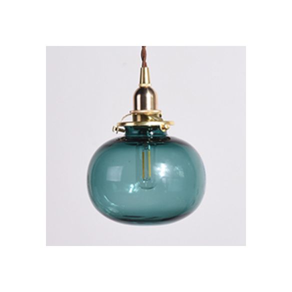 Modern Oval Pendant Light with Brass Lamp Socket Glass 1 Light Suspension Light for Cloth Shop