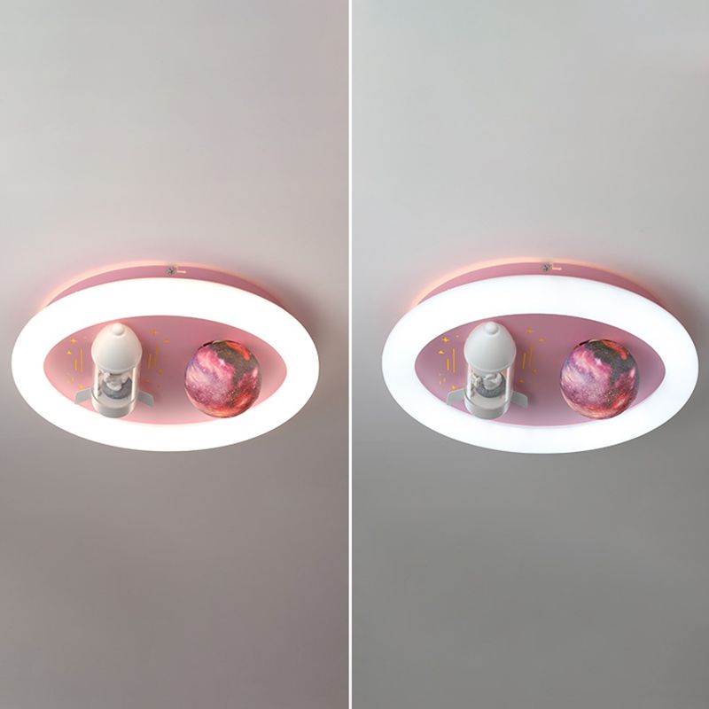 Cartoon métallique rond encastré LED lampe unique Chambre d'enfants encastré luminaire