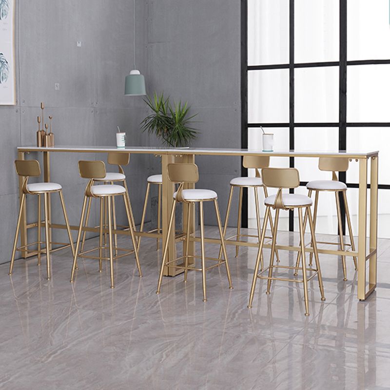 Glam Indoor 1/2/3/4/9 Pub Dining Set Pieces Rectangle White Marble Bistro Set