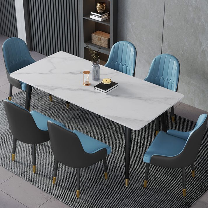 Rectangle Dining Table Stone Top Dining Table with Iron Base