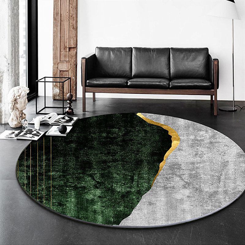 Modern Living Room Area Rug Round Contrast Panel Carpet Polyester Area Rug with Non-Slip Backing