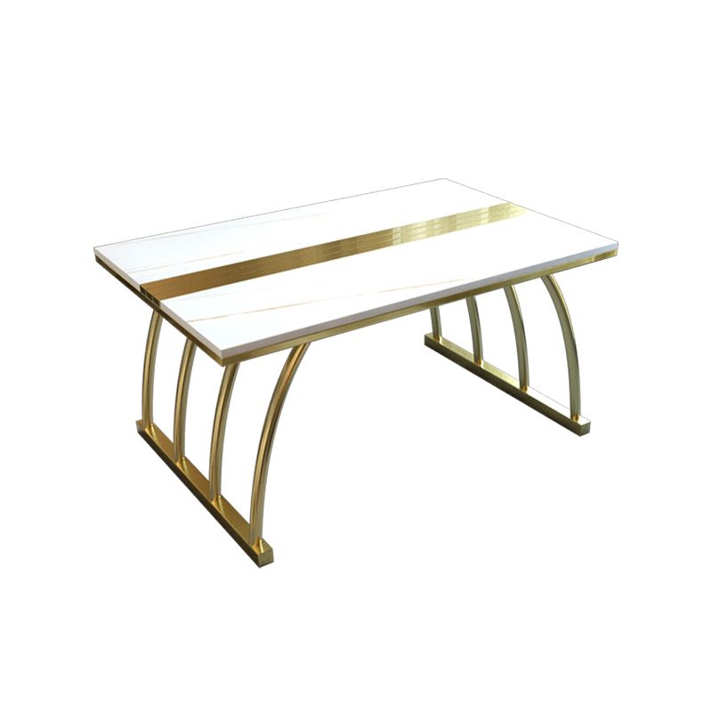 Glam 11.8" H Rectangle Slate Coffee Table Steel Sled Cocktail Table