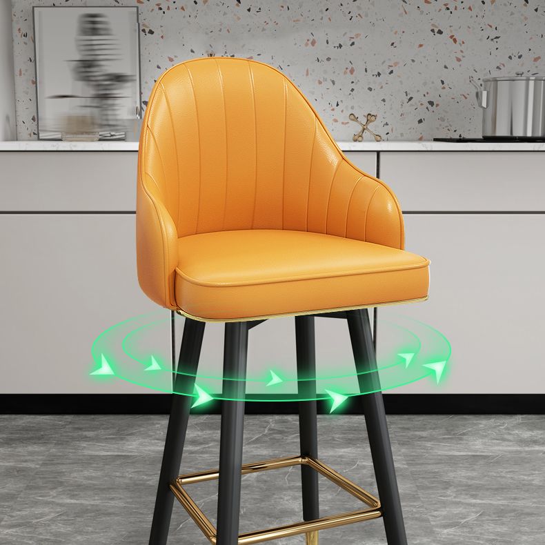 Modern Swivel Home Bar Stool Matte Finish Leather Armed Stool