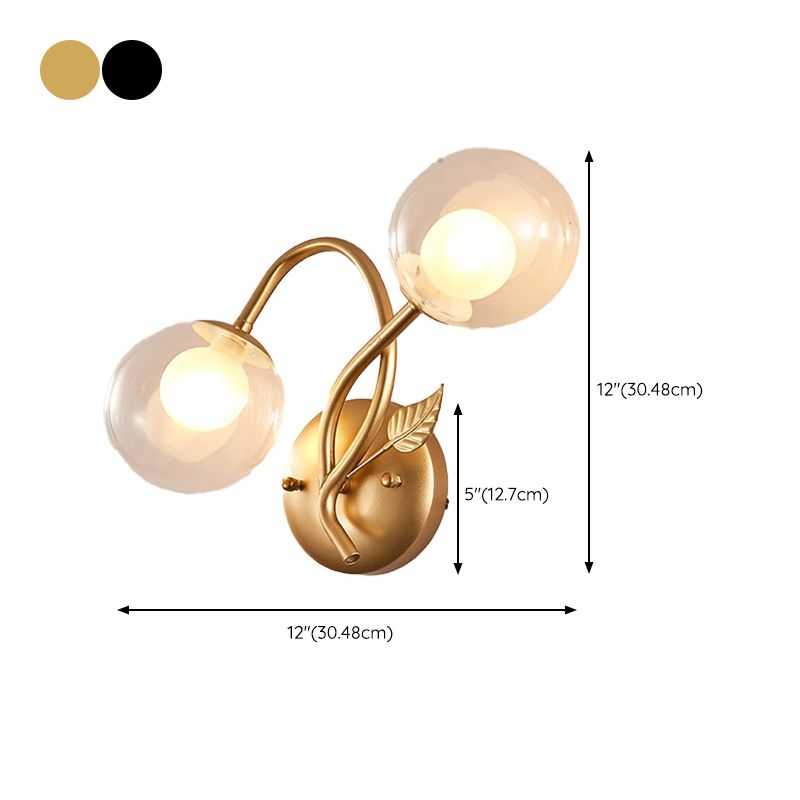 Modern Sconce Light Fixture 2-Light Wall Sconce with Metal and Glass for Living Room