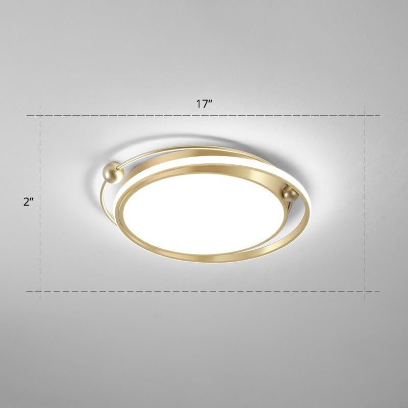 Halo Ring Flush Mount Light Fixture Modern Acrylic Bedroom LED Ceiling Light in Gold