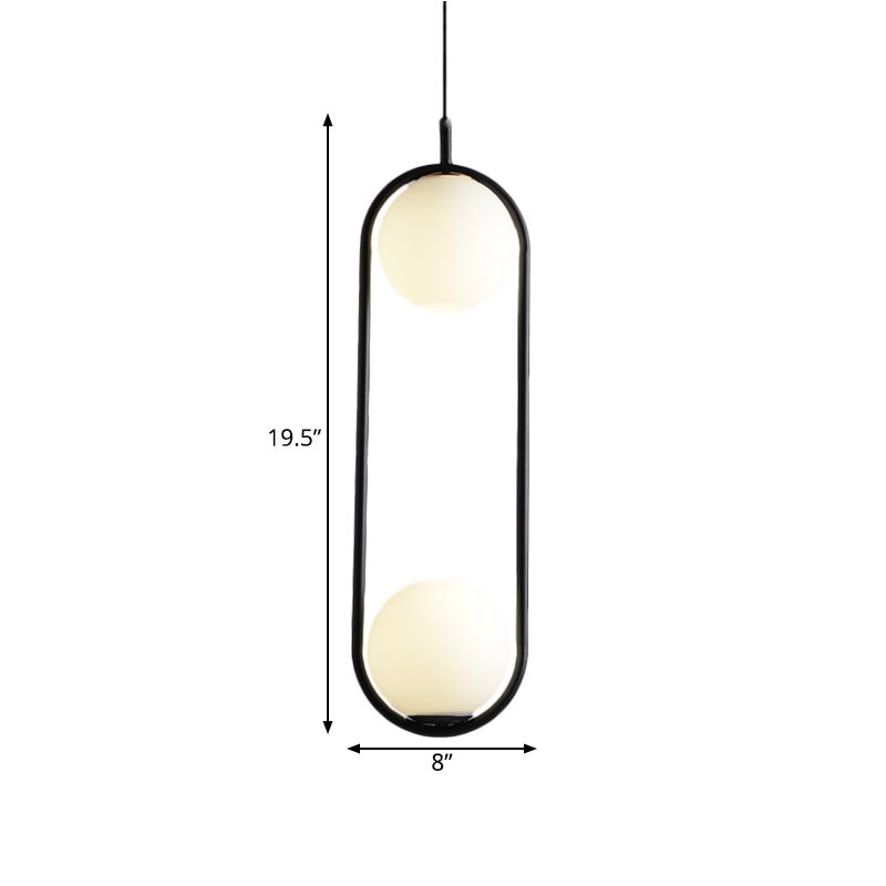 Globe Anhänger Beleuchtung modernes weißes Glas 1/2 Lichter Schwarz/Gold Hanging Deckenlampe für Schlafzimmer
