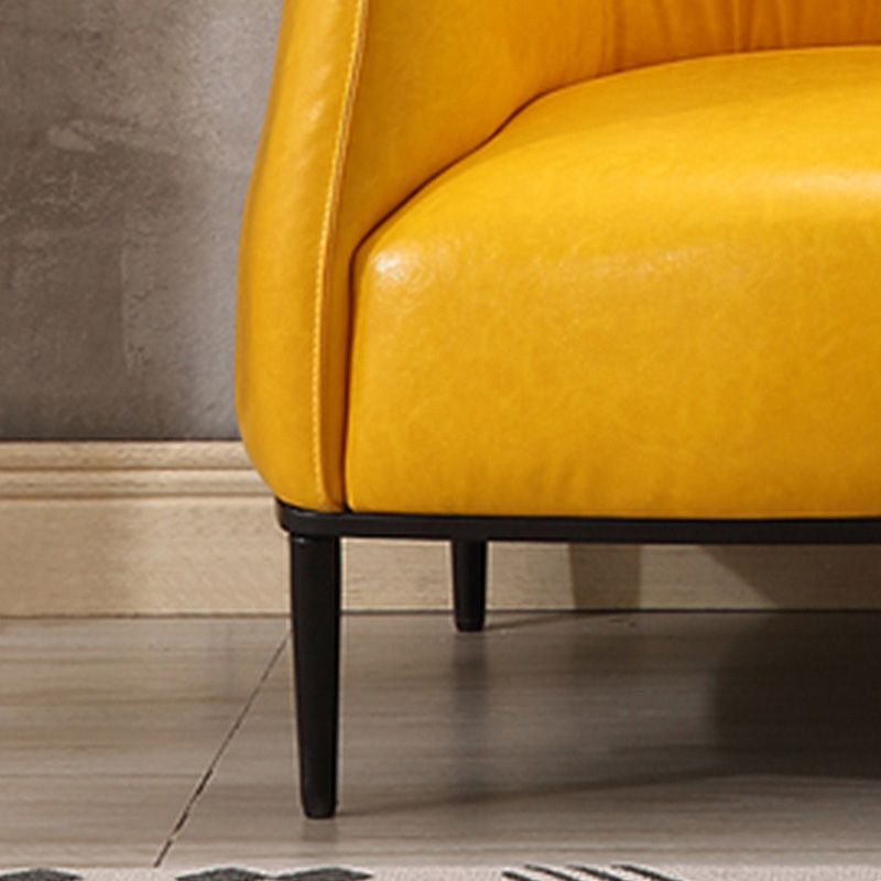 31"Wide Modern Faux Leather Sloped Arms Barrel Chair with Basic Four Legs