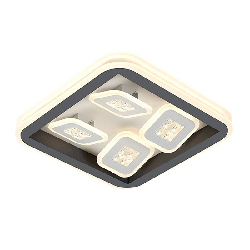 Black 4 - Square Flush Mount Lighting Modernst LED Acrilico Light Fixture con Frame