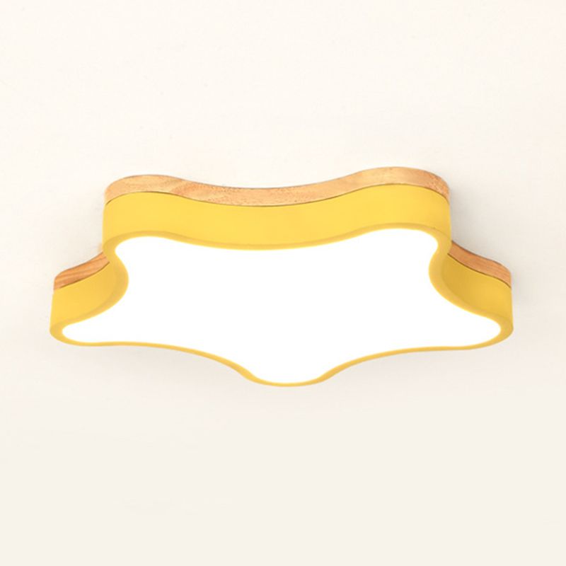 Nordic Macaron Schlafzimmer Deckenleuchte Sternform Gummi Holz Acryl Lampenschirm Kinderzimmer