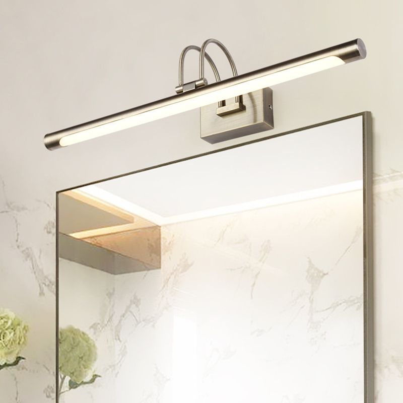 Metallic Arc Vanity Lightture MODERN MODERNE ÉLECTEMENT 16,5 "/20,5" W LED Nickel Finish Lampe murale avec ombre acrylique
