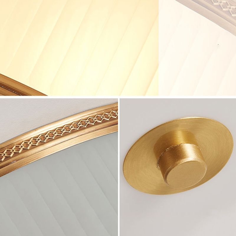 Dispositivo de fijación integrado de la Sala de estar de vidrio lechoso retro con forma de tambor dorado