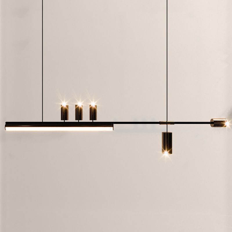 3/6-Light Black Kitchen Island Lighting Modernism Metal Ceiling Light