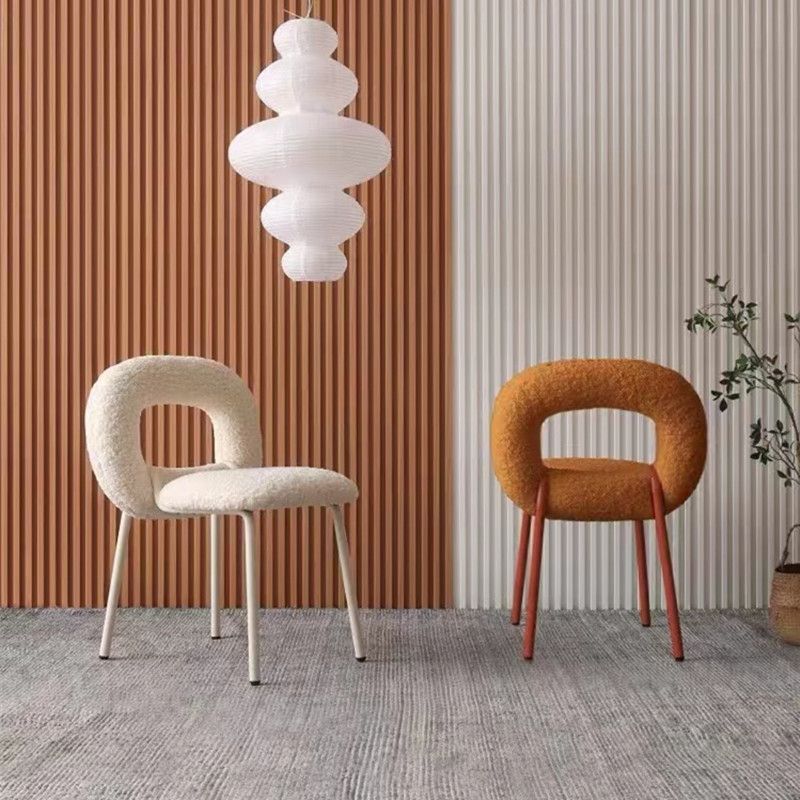 Upholstered Dining Side Chair Metal Frame Open Back Dining Side Chair