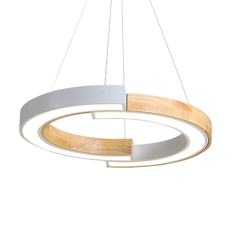 Lámpara de madera de estilo nórdico de anillo negro/negro de 15 "/19"