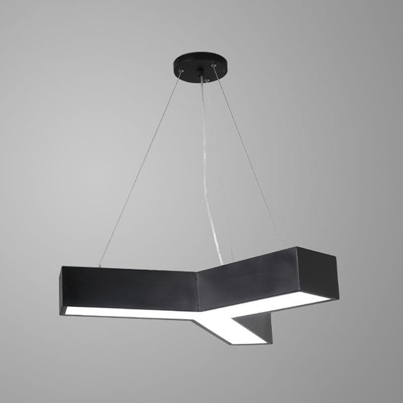 Y Shaped Acrylic Suspension Lamp Modern Black LED Pendant Light for Conference Room