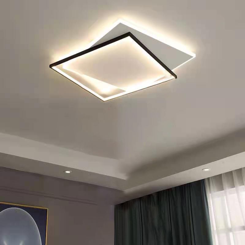 Acryl Double Squares Flush Mount Lighting Moderne Schwarz-Weiß LED Deckenbündige Mount Light
