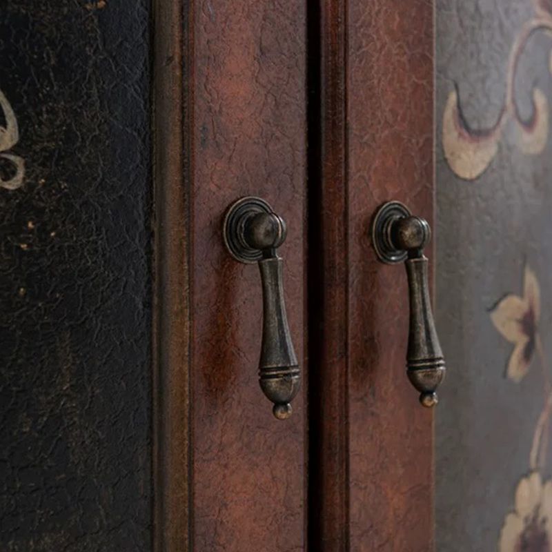 70.9" Tall Distressed Wood Corner Cabinet 1 - Drawers and 2 - Door Chest