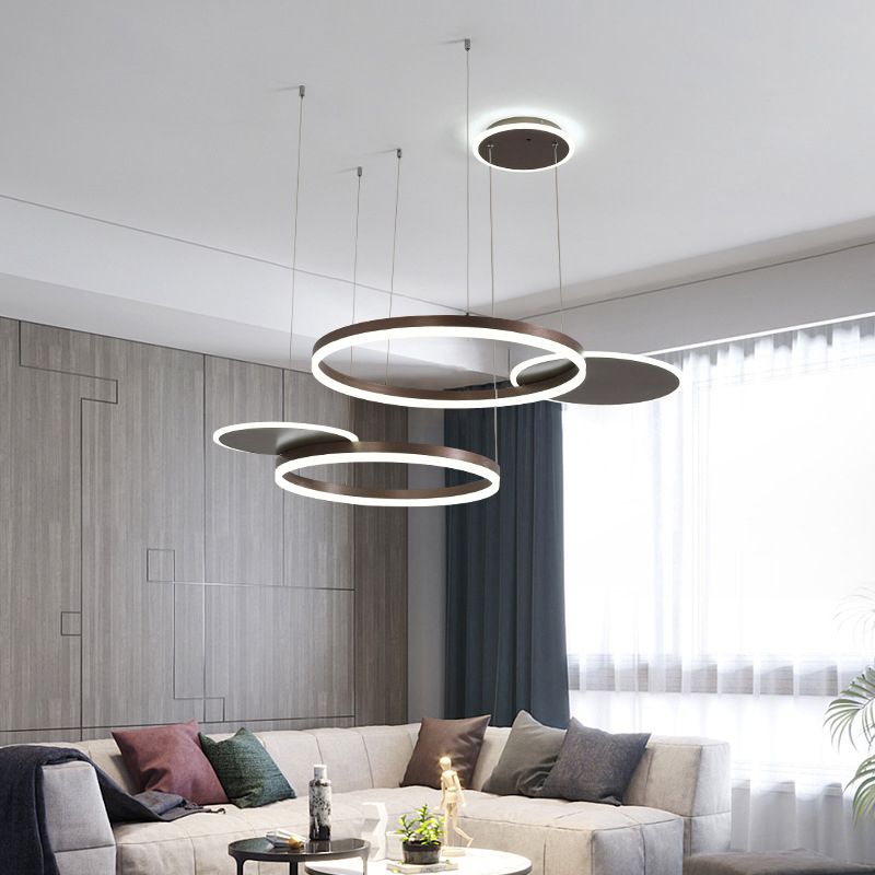 Circles Hanging Pendant Light Minimalistic Living Room LED Chandelier Pendant Light