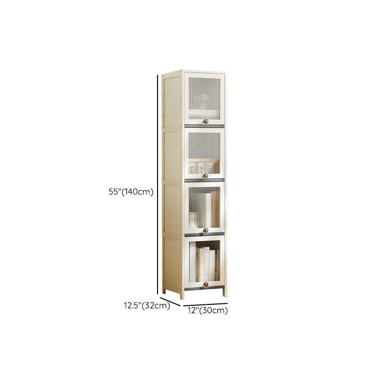 Contemporary Bamboo Accent Cabinet in White 12.6" D Chest with Glass Paned