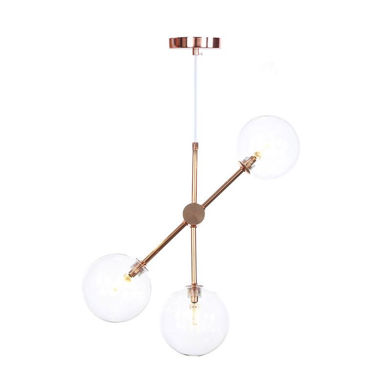 Sferische woonkamer hangende kroonluchter rookgrijs/wit/helder glas 3/5 lichten minimalistische hanglamp