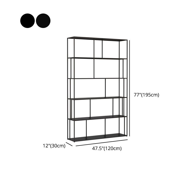 76.77"H Bookshelf Contemporary Style Open Back Black Bookcase for Home Office