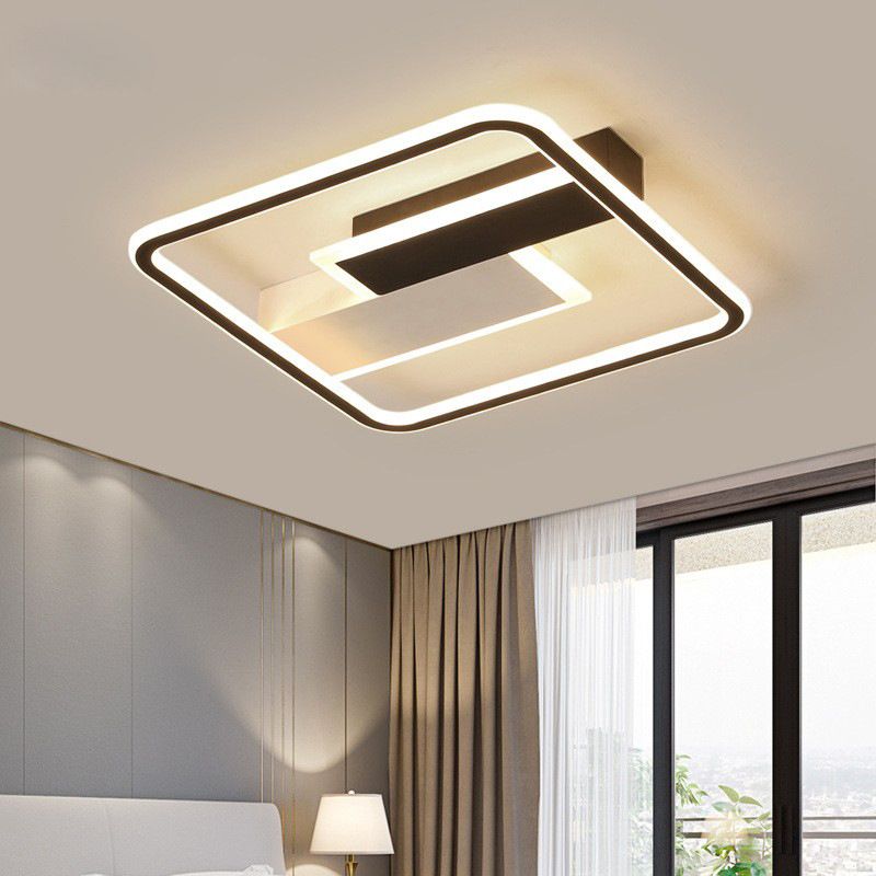 Plafonnier LED à géométrie métallique, luminaire décoratif créatif pour la maison, en noir et blanc