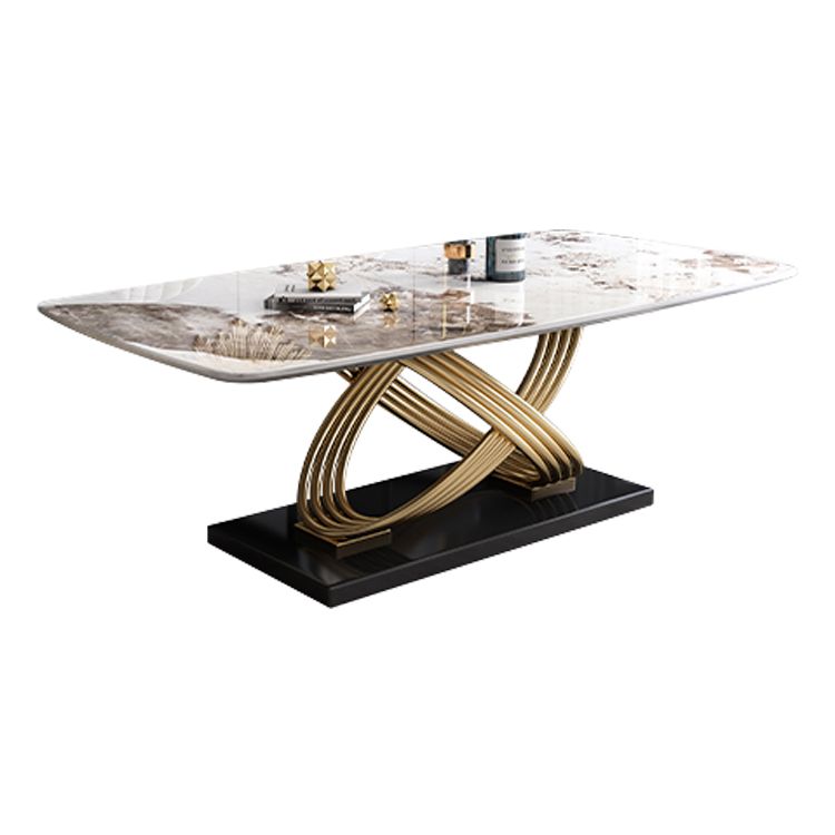 Mesa de comedor rectangular de lujo tradicional muebles de acero inoxidable para interiores