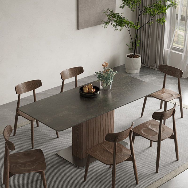 Industrial Kitchen Dinner Table Rectangle Pedestal Dining Table