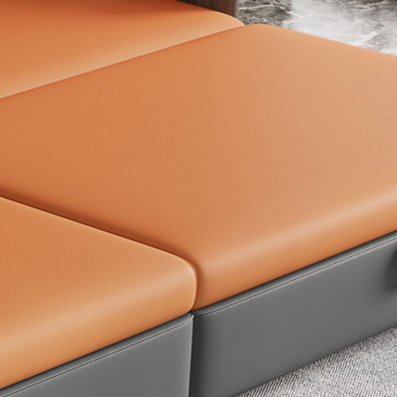 Faux Leather Futon Sectionals with Storage and Slipcovered for Living Room