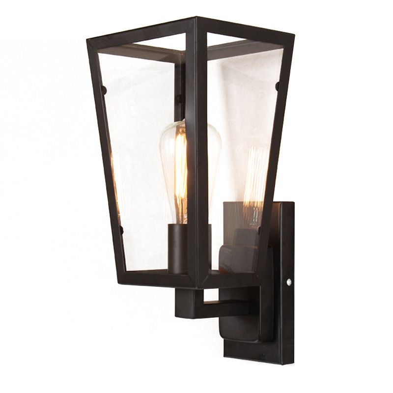 Geometric Clear Glass 1-Light Wall Sconce Industrial Outdoor Wall Mounted Lamp