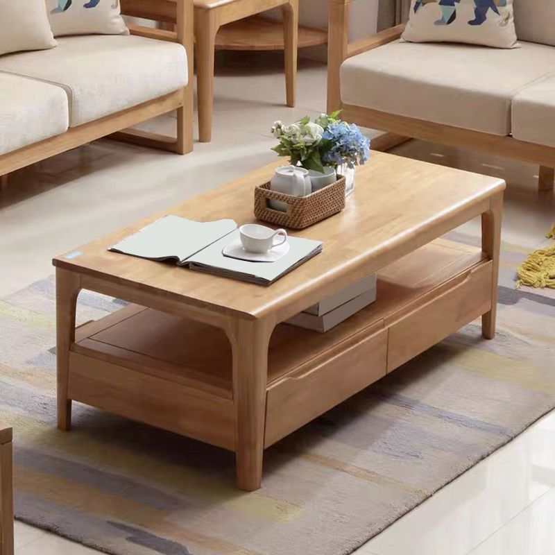 Rectangular/square 4 Legs Base Solid Wood Table Nordic Style Coffee Table